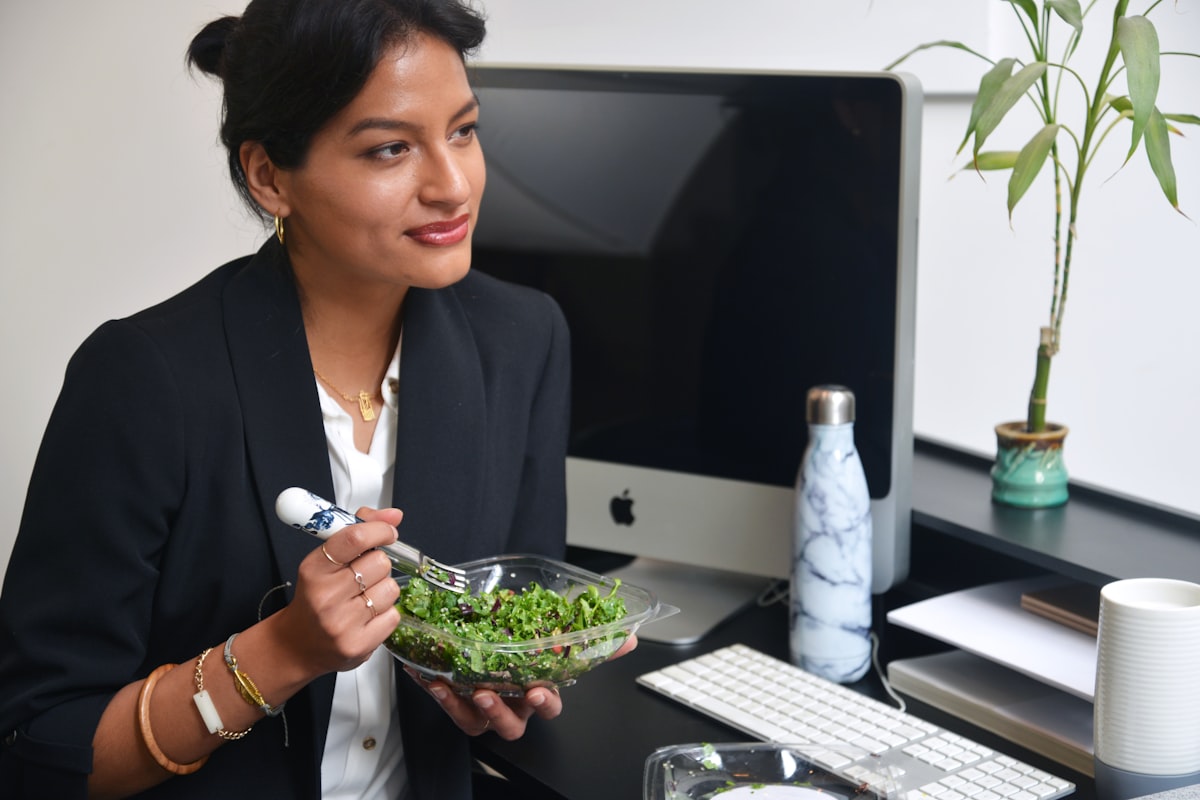 Person practicing morning wellness routine